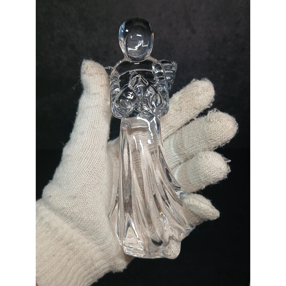 Vintage Glass Angel Figurine 5.25” Clear Art Glass Taiwan ROC
